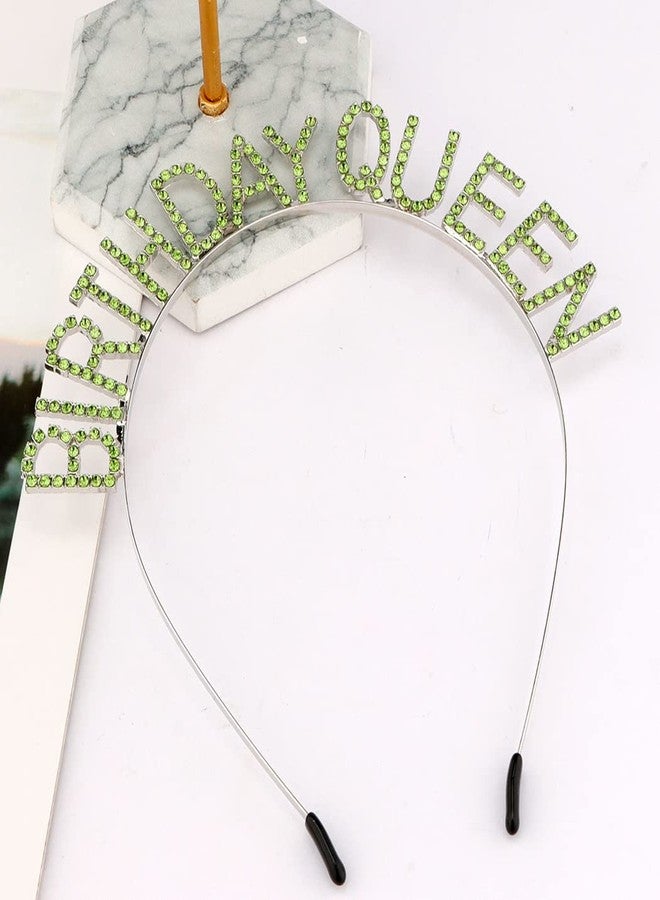 AOPRIE Birthday Queen Headbands for Women Tiara & Crowns for Girls Happy Birthday Party Accessories Favor Venus Supllies Silver Green, 1 Pack - Image 2